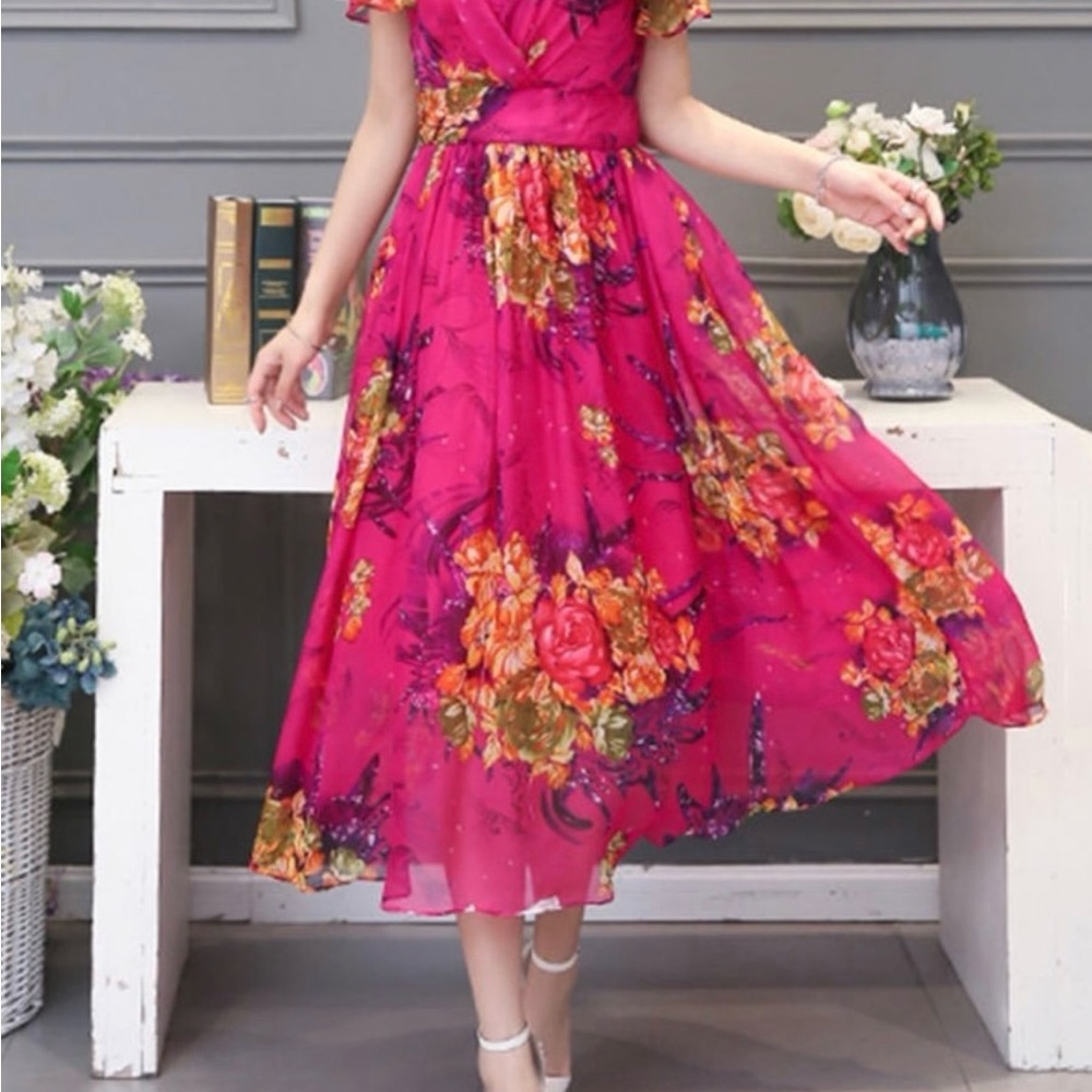 Floral Pink Maxi Dress